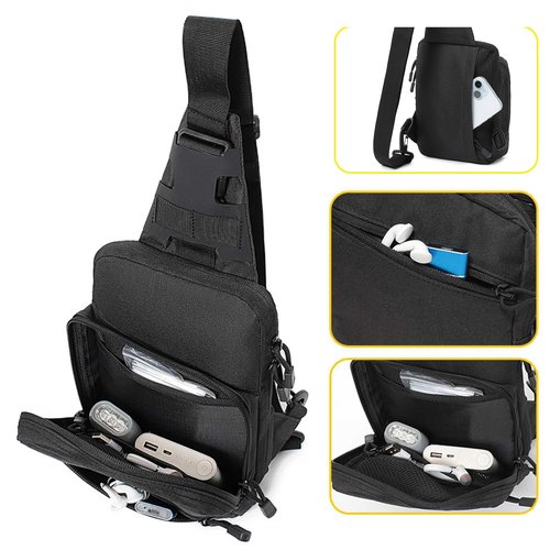 Vdones CCW Concealed Carry Chest Bag with Gun Holster, AdjustableTactical Sling Bag for Men, Crossbody EDC Gun Carry Bag for Handguns