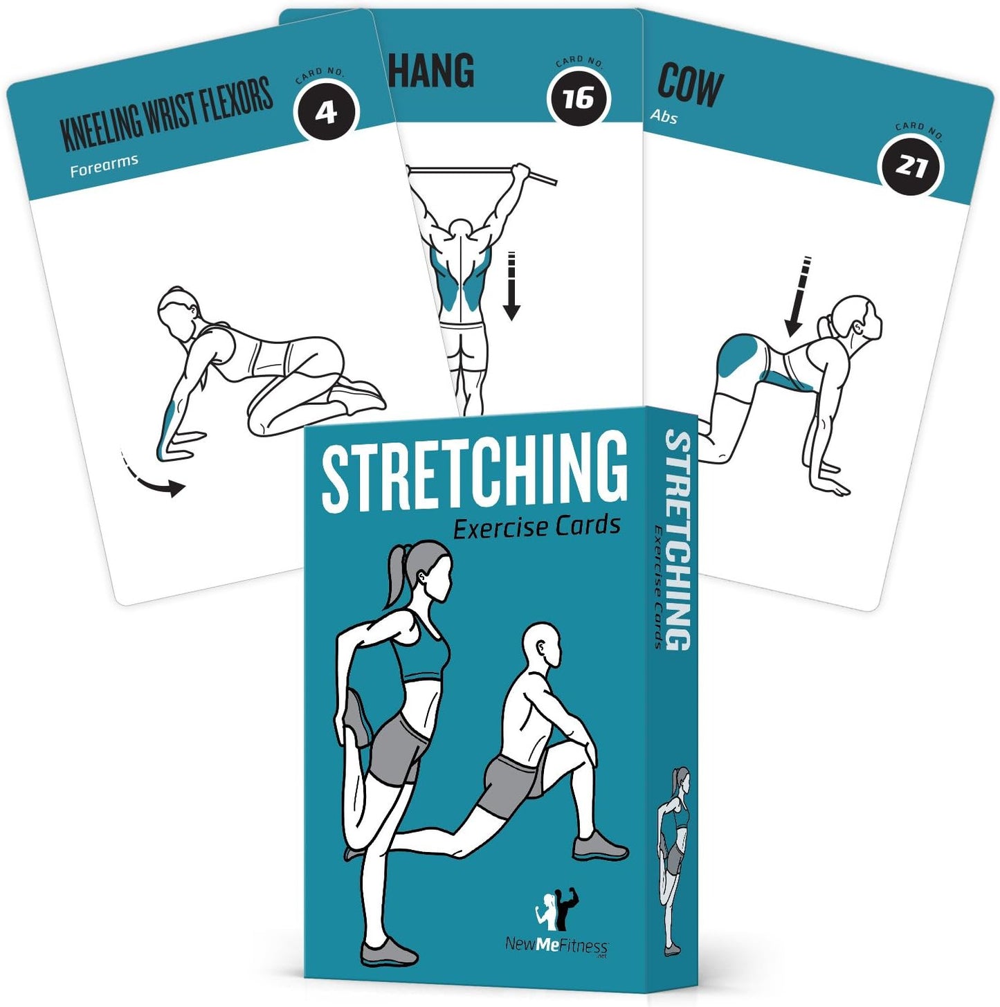 NewMe Fitness Yoga Pose Workout Cards, Instructional Fitness Deck for Women & Men, Beginner Fitness Guide to Training Exercises at Home or Gym