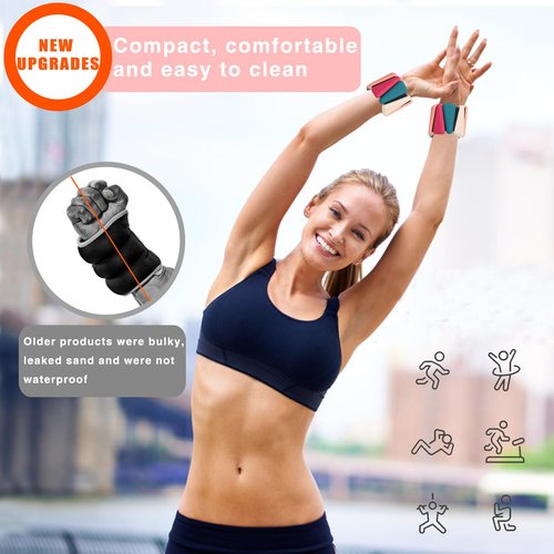 SWRONP Wrist Weights Set of 2(1LB Each),Ankle Weights for Women men,Adjustable Weighted Bracelet,Wearable arm and leg Weighted Bangles,for Yoga,Pilates,Walking,Strength Training,Gym Workouts,Running
