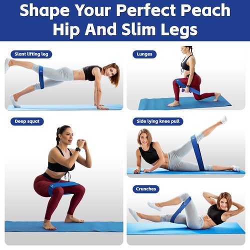 Resistance Bands for Working Out - 5 Exercise Bands Set with Workout Guide - Fabric Elastic Bands for Physical Therapy - Fitness Bands Ideal for Legs Hip Glute