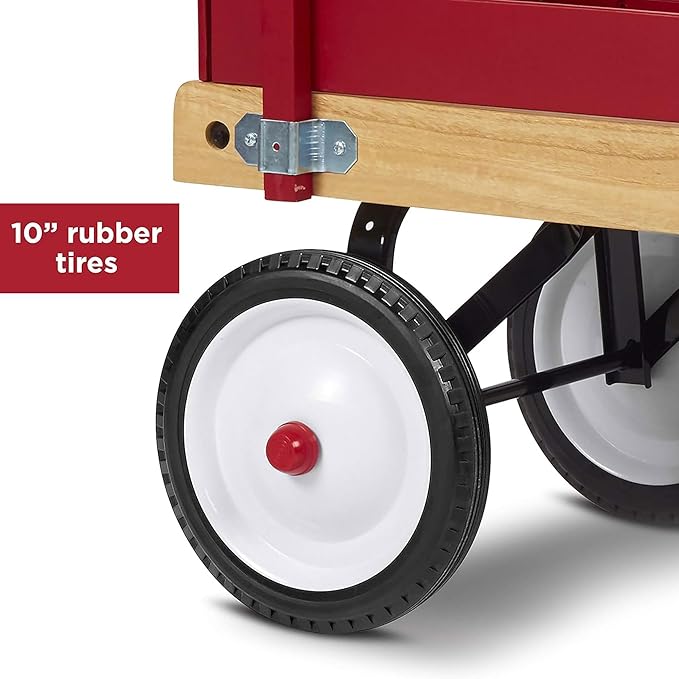 Radio Flyer Town and Country Wooden Kids Wagon with Removable Side Panels, Red