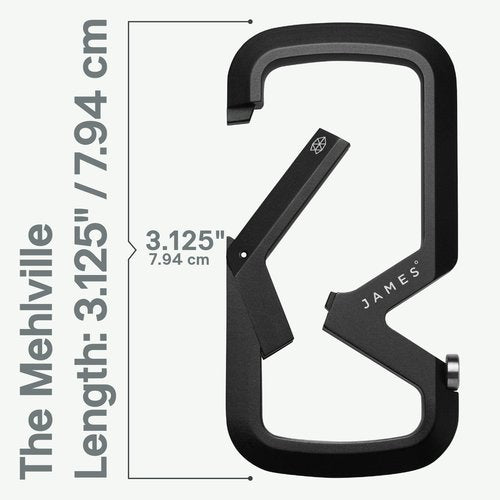 JAMES° Mehlville Machined Carabiner with Dual Compartment Design to Securely Lock Your Keys, Lightweight Single Body Construction for Everyday, Black