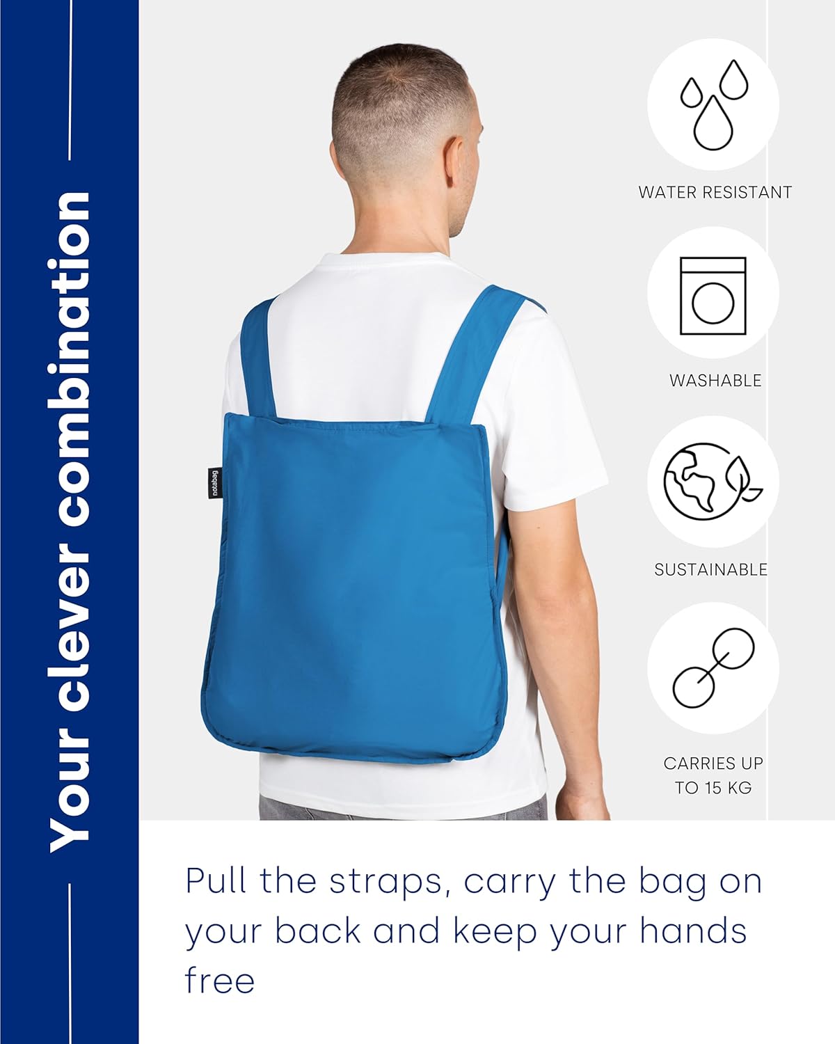 Notabag Original 2 in 1 Backpack and Bag – Backpack waterproof – reusable grocery bags foldable – clever design for more flexibility – backpack waterproof – grocery tote bag