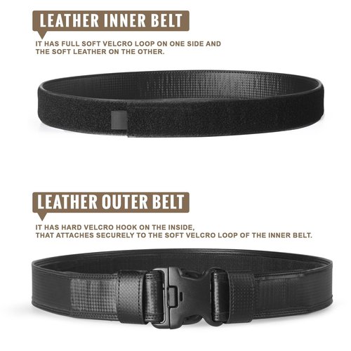 VISMIX Basketweave Police Duty Belt 2" Hook Lining Leather Duty Belts Law Enforcement w/1.5" Loop Inner Belt（35-40"）