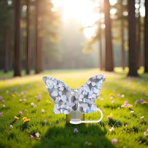Butterfly Straw Cover Cap for Stanley Cup, Bling Bow Covers Cap Toppers for Tumbler Cups, Dust-Proof Reusable Silicone Tips Lids Protectors for 10mm Cups Accessories (White)