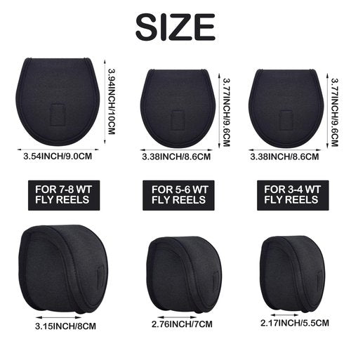 Aventik Neoprene Fly Fishing Reel Case Pouch Cover Fitting 5/6 7/8wt Fly Reel Storage (Black, 1-PACK 5/6)