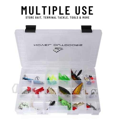 Novel Outdoors - 4 Tackle Boxes Set - 10.62in x 7in - Clear Fishing Tackle Boxes with Removable Dividers - Plastic Tackle Box Set - Tackle Box Organizer for Fishing Lures, Fishing Kit and Accessories