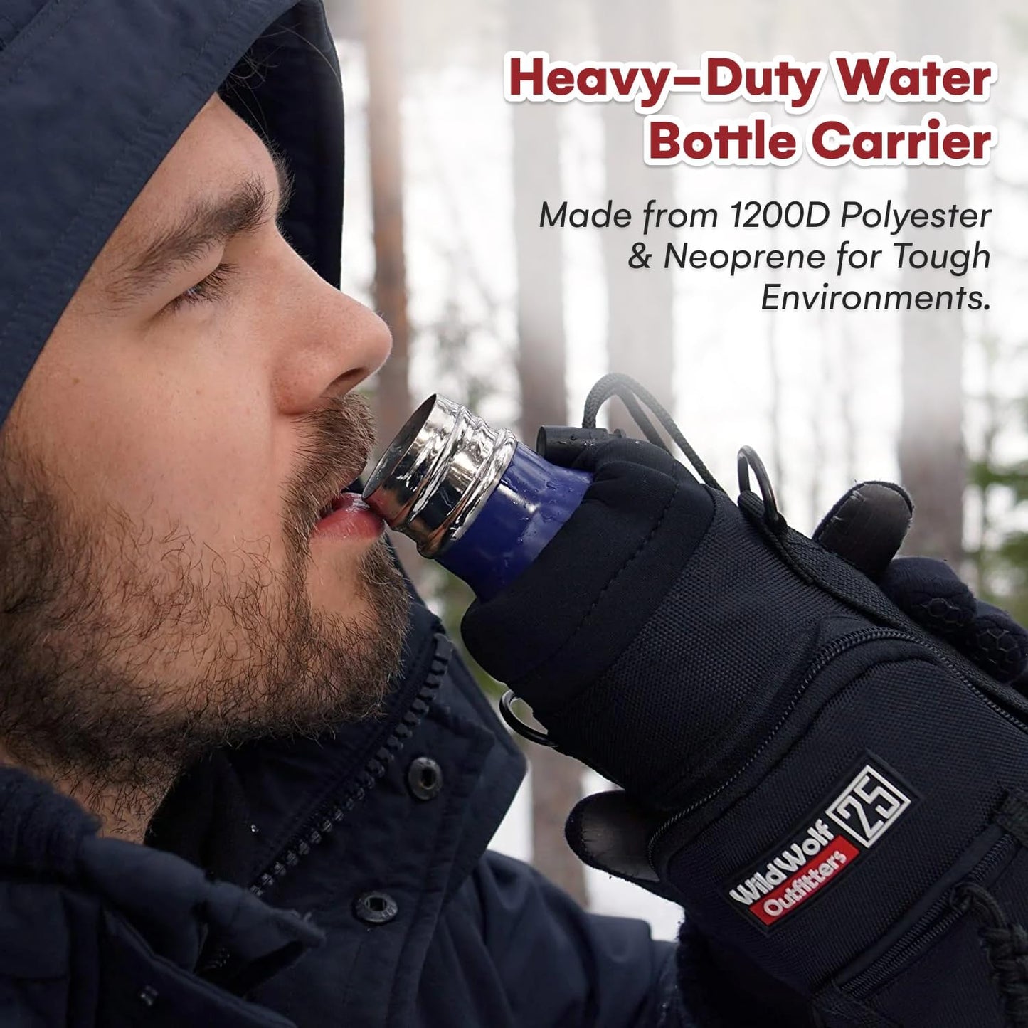 Wild Wolf Outfitters - #1 Best Water Bottle Holder for 25 oz Bottles - Carry, Protect and Insulate Your Flask with This Military Grade Carrier w/ 2 Pockets and an Adjustable Padded Shoulder Strap.