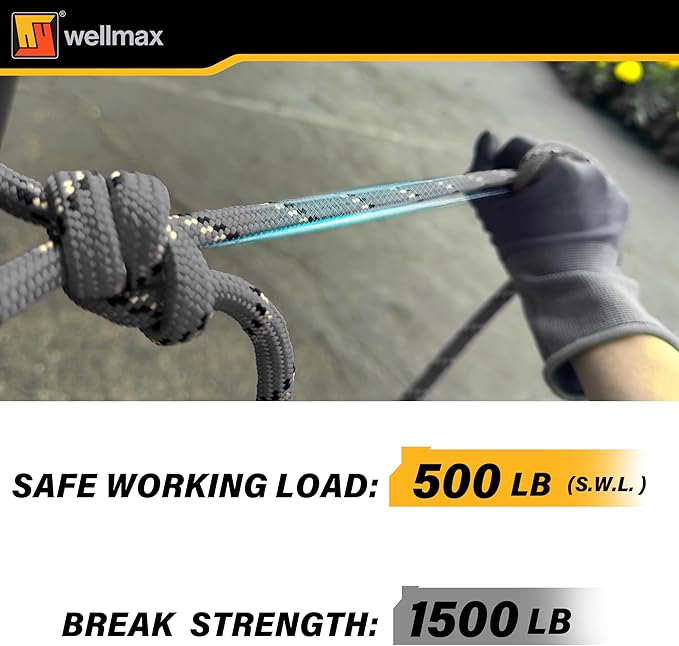 Wellmax Diamond Braid Nylon Rope, 3/8 in X 50 Foot, UV Resistant, High Strength and Weather Resistant - Camo