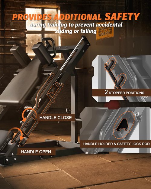 Leg Press & Hack Squat Machine - 2 in 1 Adjustable for Home Gym with Linear Bearing & 45-Degree Hack Squat for Lower Body Workout with Weight Storage Holders