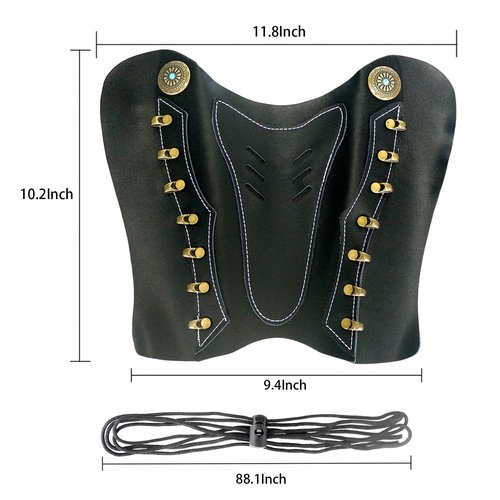 Luoyer Archery Arm Guard with Adjustable Strap Traditional Armguard Forearm Protector Medieval Arm Bracer PU Leather Protective Archery Gear for Recurve Bow Longbow Men/Women (Black)