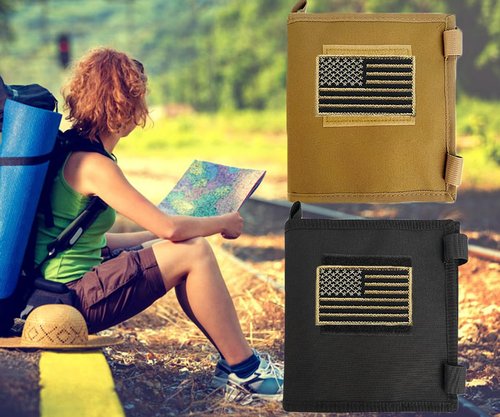 LZBMIEF Tactical Map Case Multifunctional Map Pouch with Pen EDC Tool Holder Map Protector Foldable Map Storage Bag with Clear Window for Reading Map while Outdoors or Hiking (Khaki)