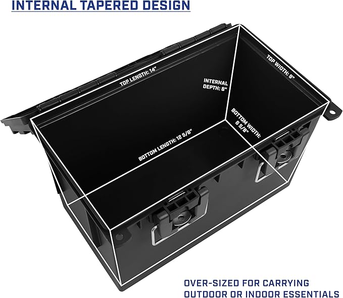 Sheffield 12764 4-Pack XL Ammo Storage Box, Stackable .50 Cal Field Boxes, Water and Dust Resistant, Lockable Storage Box with Handle, Heavy Duty Protection for Hunting Gear, Made in the USA, Black