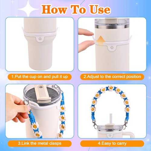 YMO Water Bottle Handle with Lip Balm Holder, Sling Holder Lanyard, Carrier with Strap, Tumbler Accessories,Compatible with Stanley Cup Accessories 16-40oz