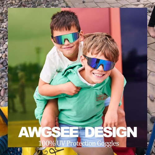 AWGSEE 3 Pack Kids Baseball Sunglasses Youth Sports Football Softball Sunglasses for Girls Boys UV400 Protection