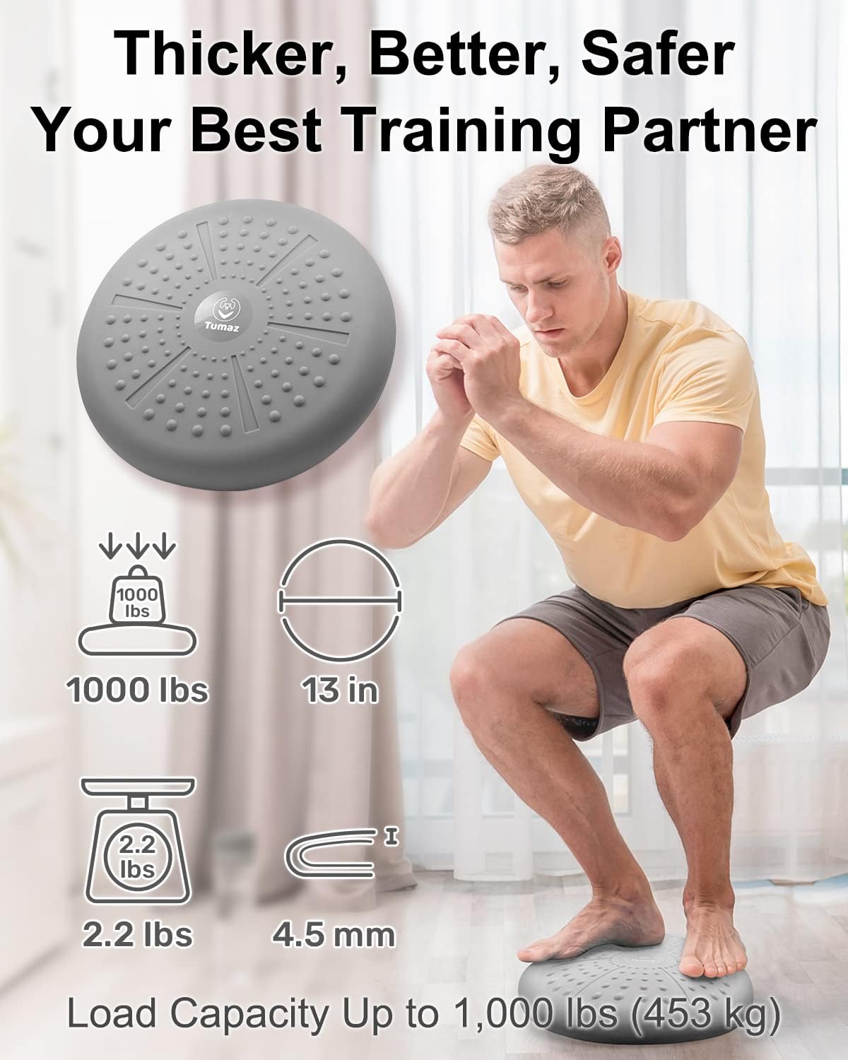 Tumaz Wobble Cushion - Wiggle Seat to Improve Sitting Posture & Stay Focused for Sensory Kids, Balance Disc to Core Strength & Flexible Seating [Extra Thick Balance Board, Pump Included Wobble Board]