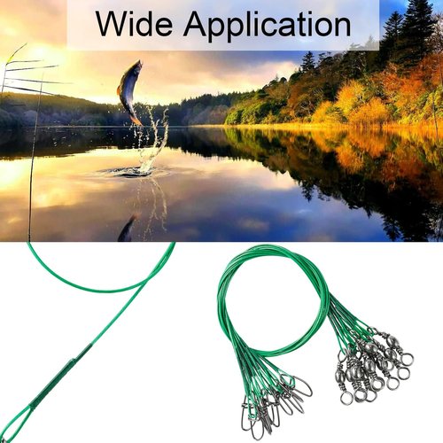 QISHUO Wire Stainless Fishing Leader Saltwater Freshwater Line Fishing Leaders Steel Snap Rigs Wire Leader Lure Black Nickel, #2, 30lb, 7.8in, 40pcs