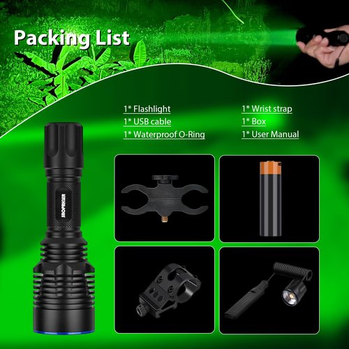 SAOPRKLER Stalker-Z2 Green Light for Hunting Flashlight Predator Light Kit,Spotlight Torch for Hog Hunting Accessories,Boar,Coyote Hunt Gear,Hunter Gift for Mens