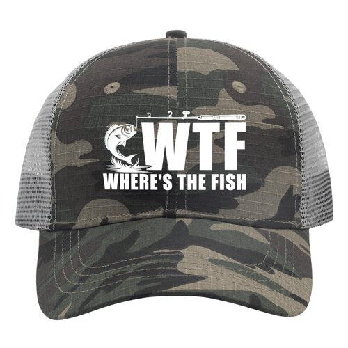 WTF Where's The Fish Hat Trucker Hat Men Vintage Mesh Hats for Summer