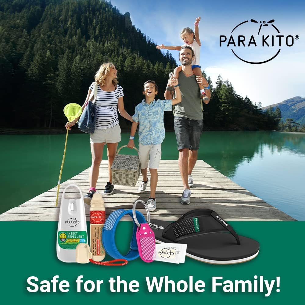 PARA'KITO Mosquito Insect & Bug Repellent Wristband - Waterproof, Outdoor Pest Repeller Bracelet w/Natural Essential Oils - Sport Edition (Black)