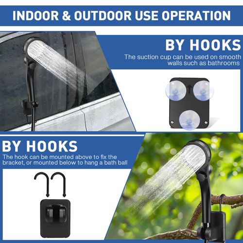 MIAOKE Upgrade Portable Camping Shower, 7800mAh Outdoor Electric Shower Rechargeable Pump with Intelligent Digital Display Temperature Display Shower Head for Camping, Hiking, Traveling/Orange