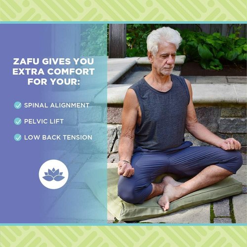 Bean Products Hemp Zafu Meditation Cushion for Sitting on Floor, Hemp Yoga Pillow, Zafu Meditation Pillow, Zen Seiza Kneeling Prayer Pad Support - Made in USA - Oval Cactus