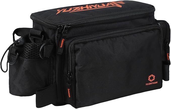 Small Fishing Bag with Rod Strap, Small Tackle Bag – Tackle Boxes & Gear,Portable & Lightweight, Move Freely, Cast Smoothly - Fishing Gifts for Men (Large - Black)