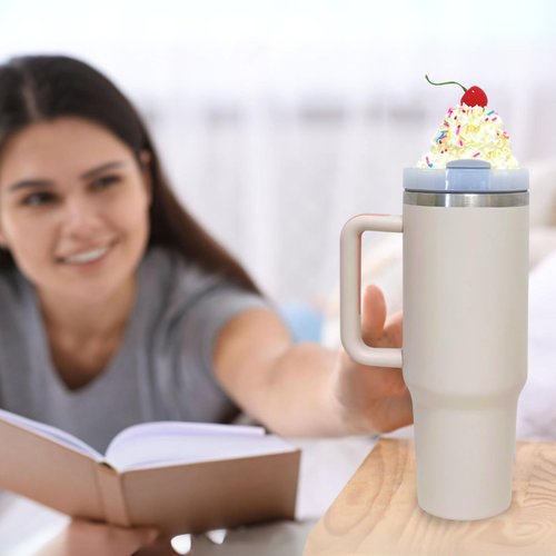 Whipped Stanley Topper, Ice Cream Charms for Stanley Cups Accessories with Silicone Straw Cover Cap for Tumblers,Compatible with Stanley Cup Lid Accessories Charms (40 OZ)