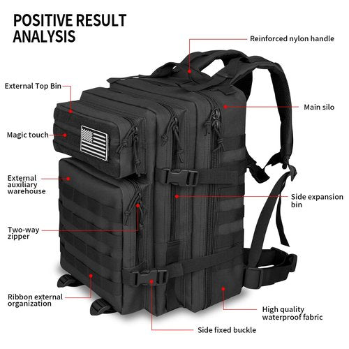 ILLINOS Tactical Backpack For Men Camping Rainproof 47L, Suitable For Mountaineering, Outdoor Travel Military Tactical Backpack,3-Day Assault Military Backpack，Men's And Women's Rucksack