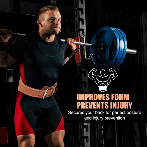 Leather Weight Lifting Belt, Weightlifting Belt for Men & Women, 4'' Wide Padded Lumbar Back Support, 10 Adjustable Holes, Gym Fitness Belt, Squat Belt, Deadlift Belt, BREWIDAR Workout Belt for Powerlifting with Carry Bag