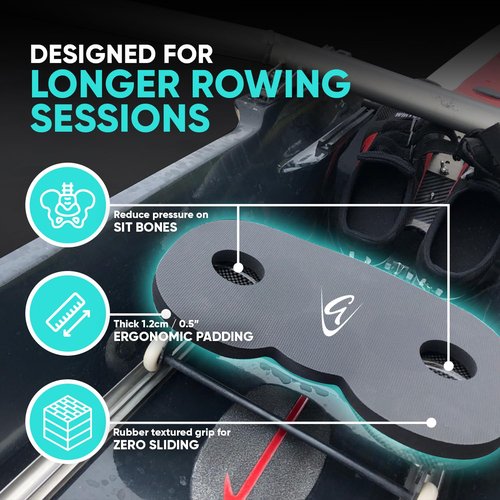 Godfrey Women’s Rowing Seat Pad - 12mm Waterproof Non-Slip Rower Cushion for Concept2, Peloton, Hydrow & Water Rowers (Black)
