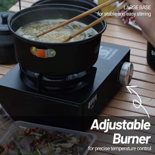 Himalaya Camping Stove, Cookware Portable Butane Stove Burner Gas Camp Stove Magnetic Canister 5200W Adjustable Burners Piezo Ignition for Camping, Picnics, Outdoor, BBQ (Premium Black)