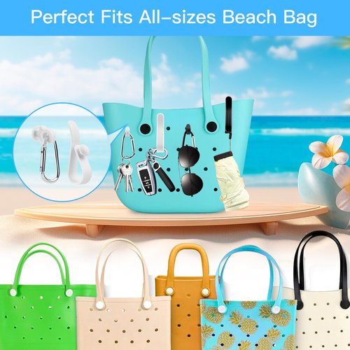 4 Pcs Hooks Set Accessories Compatible for Bogg Bag, Bogg Bag Accessories, Insert Carabiner Key Chain Holder Charms, Compatible for Small & Large Beach Bags (Black)