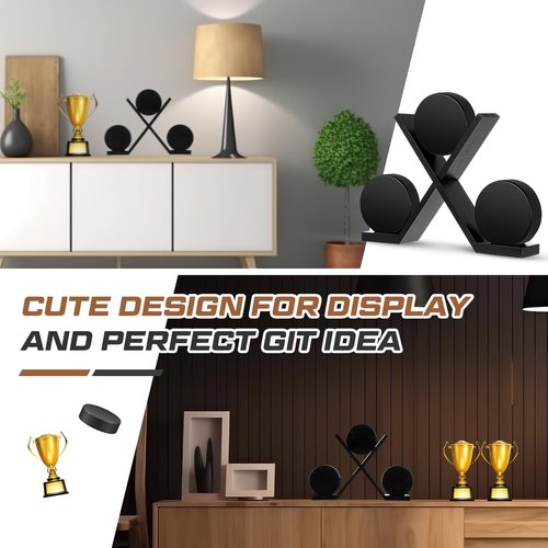 CroBlissful Wooden Hockey Puck Display Case Hockey Puck Holder for 3 Collectibles Display Stand Rack for Sports Players Team Gifts Living Room Bedroom Decoration