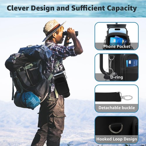for Owala Stainless Steel Insulated Tumbler 40 oz, for Stanley 40 oz Tumbler, for Simple Modern 40 oz Tumbler,Water Bottle Cup Holder Cover Carrier Sling Bag with Strap, Pouch Pocket for Phone