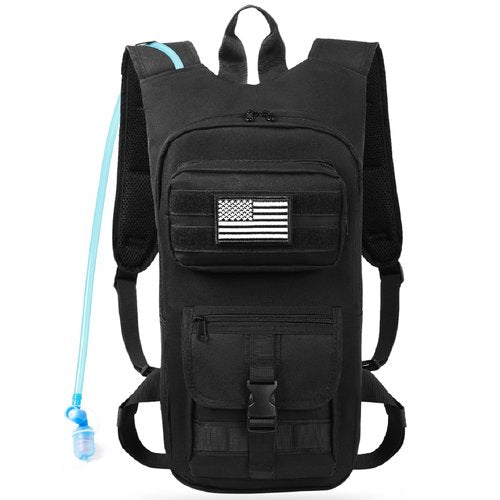 LASUK Hydration Backpack, Tactical Molle Water with 2L TPU Water Bladder, for Men Women Lightweight Water Backpack, Hydration Pack for Hiking, Biking, Climbing and Hunting, Black