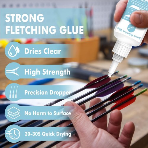 INNOVAYOU Arrow Glue 60g, Strong Fast Curing Fletching Glue, Arrow Insert Adhesive for Fletching Vanes, Feathers and Inserts, Perfect for Aluminum, Carbon and Wooden Shafts