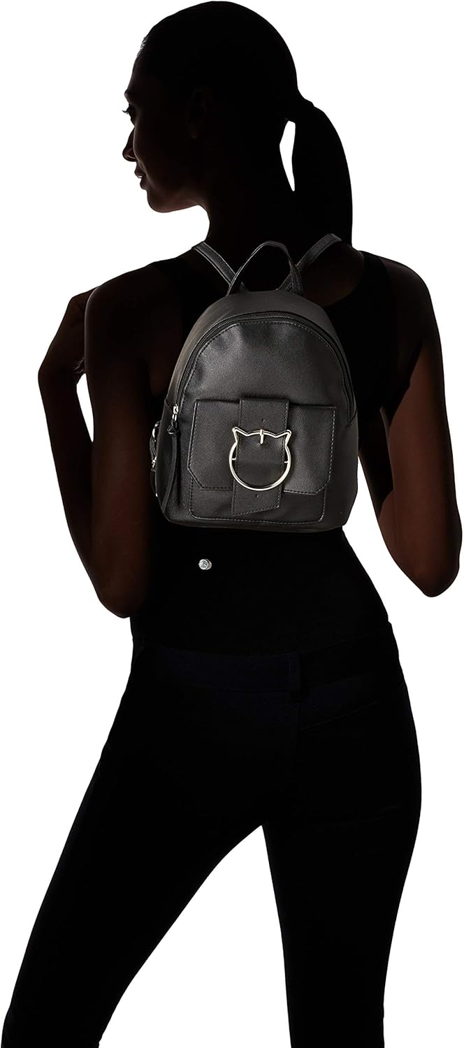 T-Shirt & Jeans Womens Back Pack with Cat Buckle, black