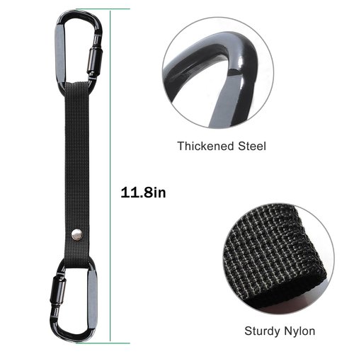 Fence Hooks for Baseball Bag, Softball, Camping, Multifunctional Carabiner Hanging Backpack, Water Bottle (Black) (2)
