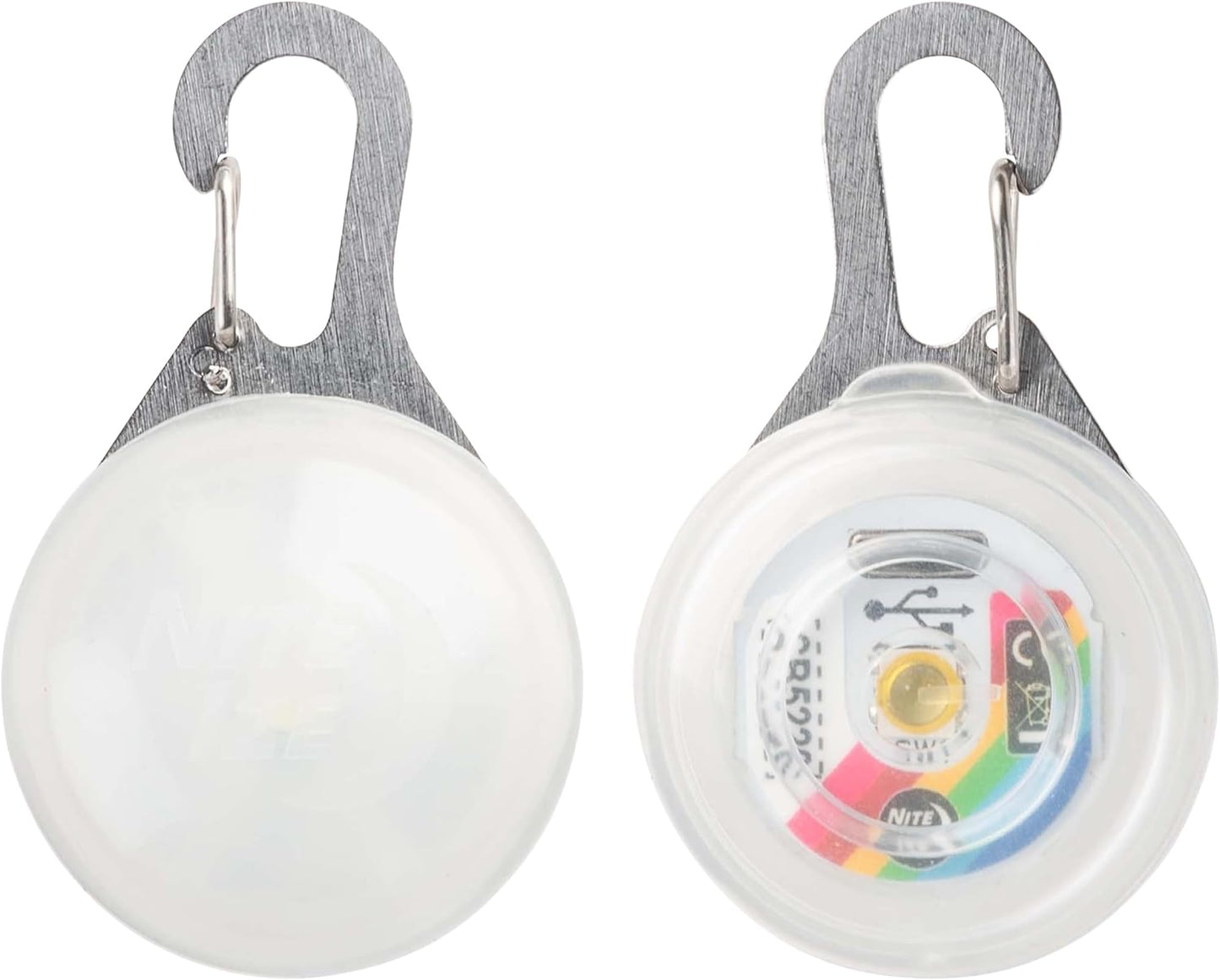 Nite Ize SpotLit XL Rechargeable Carabiner Light - Carabiner Keychain Clip with LED Light - Clip Color-Changing Light for Collars or Keys - Disc-O Select