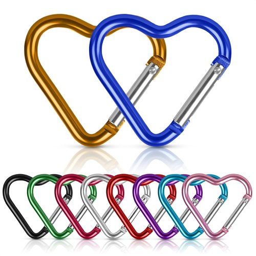 10 Pcs Heart Carabiner Clip for Keys – Mini Heart Shaped Carabiner Clip Set for Backpacks, Keychains, Lanyards & Crafts – Lightweight Aluminum Key Clips in Assorted Bright Colors for Daily Use & Gifts