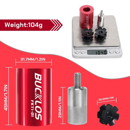 BUCKLOS Bike Bicycle Fork Star Nut Setting Install Tool for 1-1/8" Fork Tubes, with Replaceable Screws and Free Star Special Nuts Headset System Installer for Mountain Bicycle Road Bicycle MTB