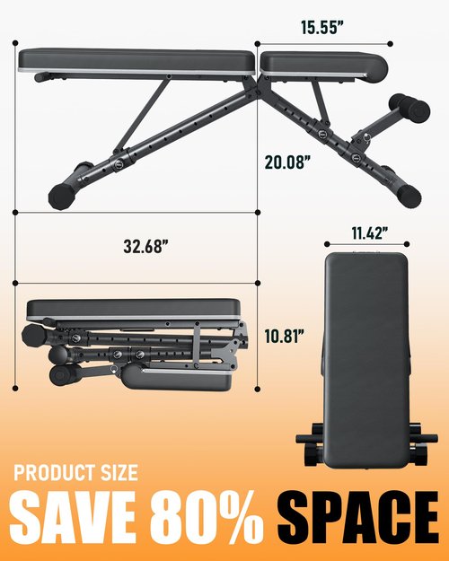 Adjustable Weight Bench for Home - Workout Bench for Full Body Exercise, Incline Decline Bench with Fully Upright Backrest, Adjustable Seat Cushion, 1000lbs Support Black 617