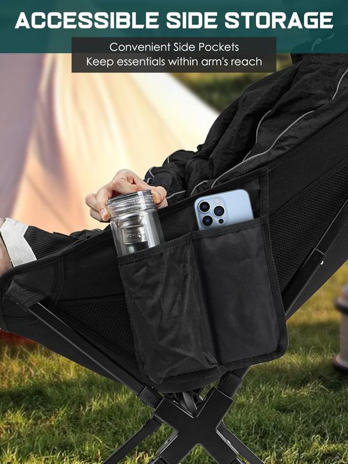 Portable Camping Chair,Folding Chair with Cup Holder and Storage Bag-Supports 330 Lbs,Light Weight Camping Chairs for Adults-Perfect for Outdoor Camp, Hiking, Travel, Beach,Sports and Picnic