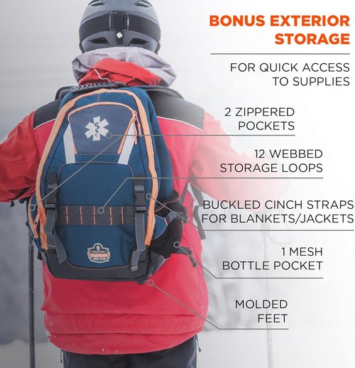 Ergodyne Arsenal 5244 Medic First Responder Trauma Backpack Jump Bag for EMS, Police, Firefighters, Blue
