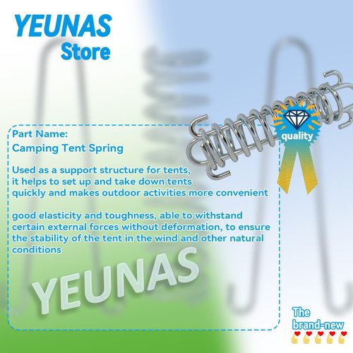 YEUNAS Camping Tent Spring, Stainless Steel Rope Tensioner Awning Fixed Hook Buckle, Portable Camping Tent Fixed Buckle, Outdoor Camping Spring Buckle (6 Pack)