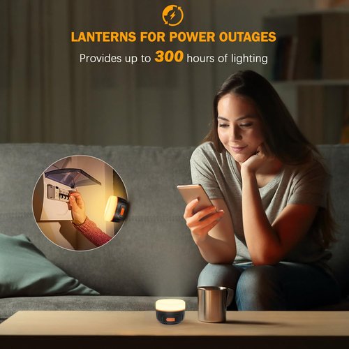 Yonktoo Rechargeable LED Camping Lantern 1000LM, 300H Runtime, 6400mAh, IPX5 Waterproof Tent Light for Camping, Hiking, Power Outages, Home, Emergency Use - Standard Edition,Orange