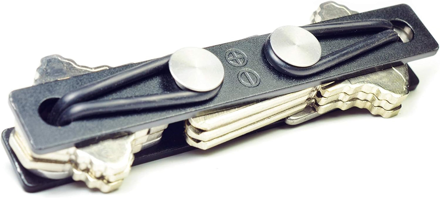 Tether Compact Key Organizer (Holds-up to 24 Keys and NEVER Loosens | TOOL-LESS) with Bottle Opener and Keychain Attachment