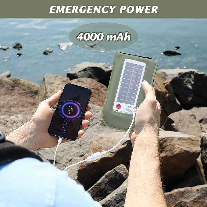 Solar Camping Lights Bars 33.5IN/85CM Tent Lights Rechargeable 4000mAh Foldable Inflatable for Outdoor IP66 Waterproof LED Tube Light for Camping, Hiking, Travel and More