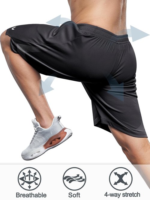NORTHYARD Men's 10" Athletic Basketball Shorts with Zipper Pockets Quick Dry Lightweight Running Workout Gym Tennis Shorts Black XL